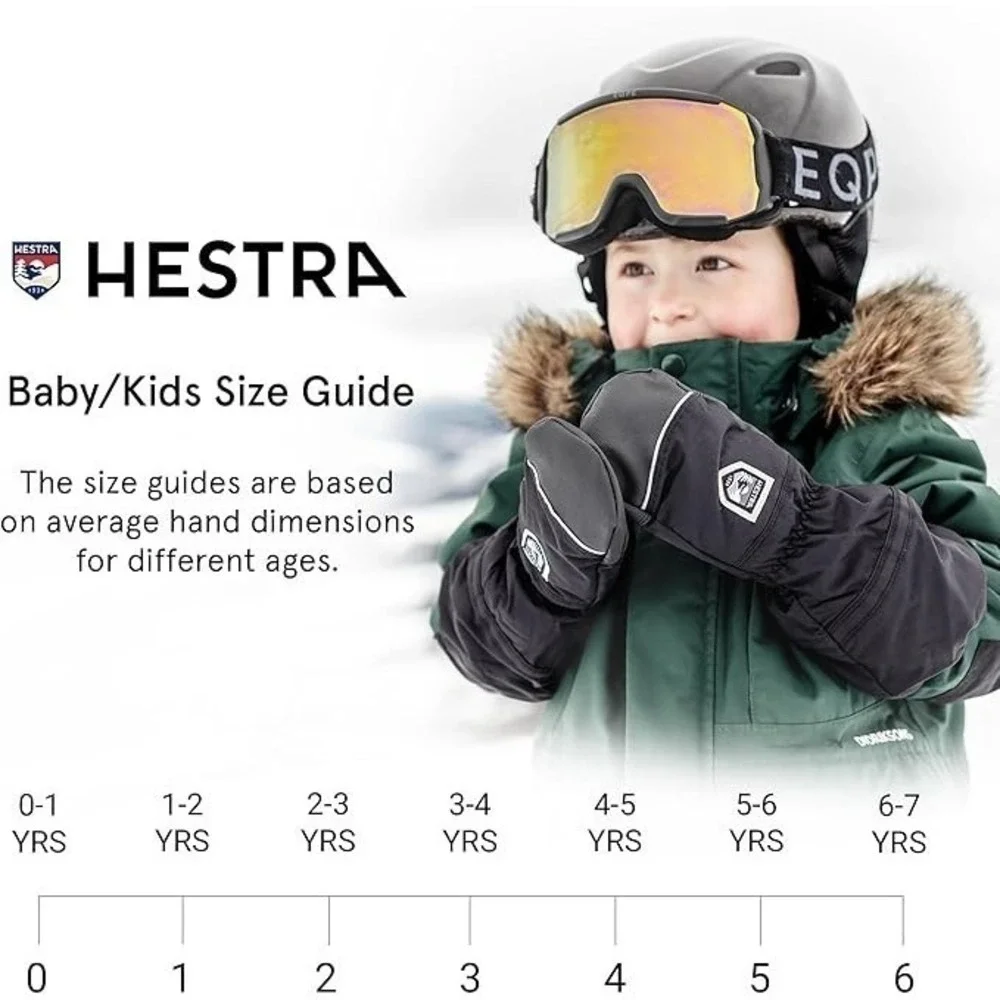 Hestra® (Kid's Toddler SIZE T4) (4-5 YEARS) Zip Long Mittens in Red Print